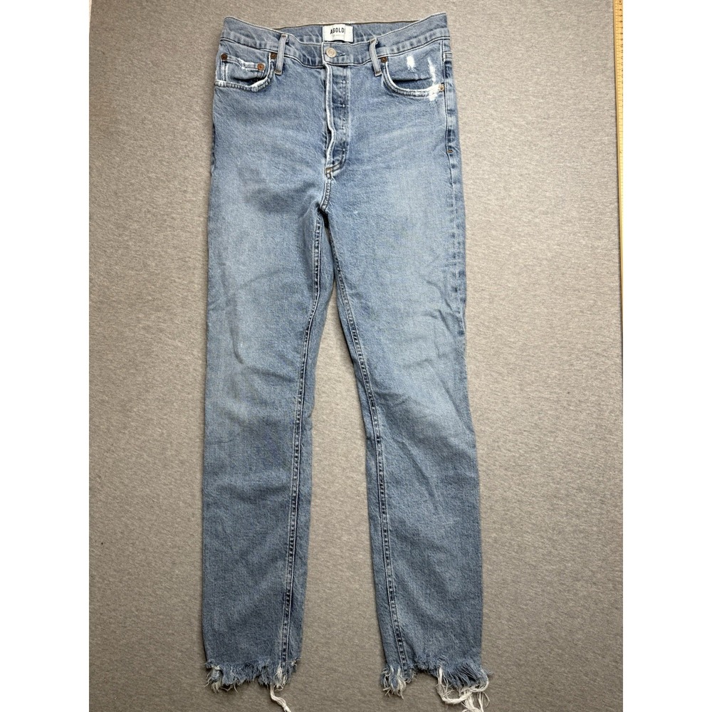Agolde Womens Nico High Rise Slim Jeans in Retreat Size 27 Button Fly Dark Wash